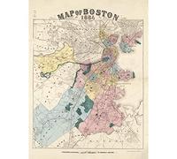 Russell 1884 Map Boston Massachusetts USA Premium Wall Art Canvas Print 18X24 Inch