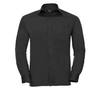 Russell 934M Mens BLACK GREY BLUE WHITE Long Sleeve Easy Care Poplin Shirt