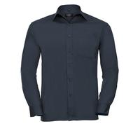 Russell 934M Mens BLACK GREY BLUE WHITE Long Sleeve Easy Care Poplin Shirt