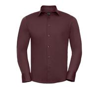 Russell 946M Cotton BLACK MAROON or WHITE Long Sleeve Easy Care Fitted Shirt