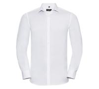 Russell 960M Long Sleeve Mens Cotton Blend BLACK BLUE or WHITE Stretch Shirt