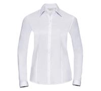 Russell 962F Womens Ladies BLUE or WHITE Long Sleeve Herringbone Shirt Blouse