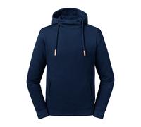 Russell Athletic Adults Unisex Pure Organic High Collar Hooded Sweatshirt (French Navy) - Size X-Large