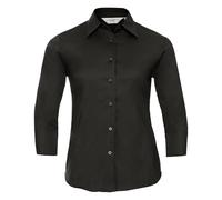 Russell Athletic Collection Ladies/Womens 3/4 Sleeve Easy Care Fitted Shirt (Black) - Size X-Small