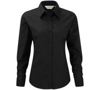 Russell Athletic Collection Ladies/Womens Long Sleeve Easy Care Oxford Shirt (Black) - Size X-Large