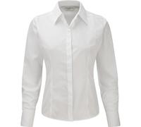 Russell Athletic Collection Ladies/Womens Long Sleeve Poly-Cotton Easy Care Fitted Poplin Shirt (White) - Size Large