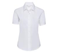 Russell Athletic Collection Ladies/Womens Short Sleeve Easy Care Oxford Shirt (White) - Size Medium