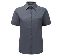 Russell Athletic Collection Ladies/Womens Short Sleeve Poly-Cotton Easy Care Poplin Shirt (Convoy Grey) - Dark Grey - Size Small