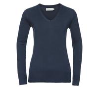Russell Athletic Collection Ladies/Womens V-Neck Knitted Pullover Sweatshirt (French Navy) - Multicolour - Size 2XS