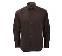 Russell Athletic Collection Mens Long Sleeve Easy Care Fitted Shirt (Chocolate) - Size 17 inch