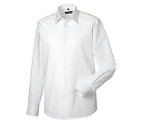(14.5inch, White) Russell Collection Mens Long Sleeve Easy Care Tailored Oxford Shirt