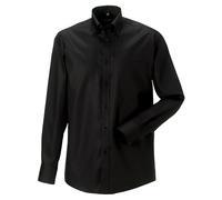 Russell Athletic Collection Mens Long Sleeve Ultimate Non-Iron Shirt (Black) Cotton - Size 19.5 inch