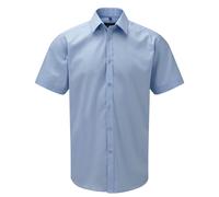 Russell Collection Mens Mini Herringbone Easy-Care Short-Sle PC6007