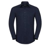 Russell Athletic Collection Mens Oxford Easy-Care Tailored Long-Sleeved Shirt (Bright Navy) - Navy/Blue - Size 17.5 inch