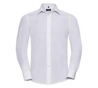 Russell Athletic Collection Mens Poplin Tailored Long-Sleeved Formal Shirt (White) - Size Large