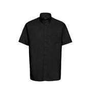 Russell Collection Short Sleeve Easy Care Tailored Oxford Shirt in Black | Size: 16.5 in Russell Black 16.5 in