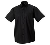 Russell Athletic Collection Mens Short Sleeve Ultimate Non-Iron Shirt (Black) Cotton - Size 19.5 inch