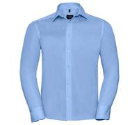 Russell Athletic Collection Mens Ultimate Tailored Long-Sleeved Shirt (Bright Sky) - Blue Cotton - Size 17 inch