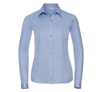 Russell Athletic Collection Womens/Ladies Herringbone Long-Sleeved Formal Shirt (Light Blue) - Size Large