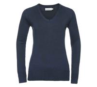Russell Athletic Collection Womens/Ladies Marl V Neck Sweatshirt (French Navy) - Size 2XS