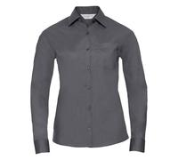 Russell Athletic Collection Womens/Ladies Poplin Easy-Care Long-Sleeved Formal Shirt (Convoy Grey) - Dark Grey - Size Small
