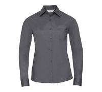 Russell Athletic Collection Womens/Ladies Poplin Easy-Care Long-Sleeved Shirt (Convoy Grey) - Dark Grey - Size 2XL