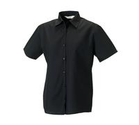 Russell Collection Women's Poplin Easy-Care Short-Sleeved Formal Shirt - Black - L - Black - 65% Polyester/35% Cotton