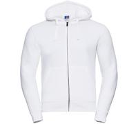 (XS, White) Russell Mens Authentic Full Zip Hooded Sweatshirt / Hoodie