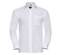(2XL, White) Russell Mens Long Sleeve Pure Cotton Work Shirt