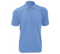 (S, Sky Blue) Russell Mens Ripple Collar & Cuff Short Sleeve Polo Shirt