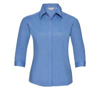 Russell Athletic Womens Collection Ladies 3/4 Sleeve Poly-Cotton Easy Care Fitted Poplin Shirt (Corporate Blue) - Multicolour - Size X-Small