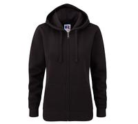 (XS, Black) Russell Ladies Premium Authentic Zipped Hoodie (3-Layer Fabric)