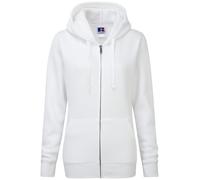 Russell Athletic Womens Ladies Premium Authentic Zipped Hoodie (3-Layer Fabric) (White) - Size Small