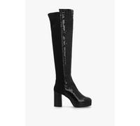 RUSSELL & BROMLEY Honey Black Moc Croc Block Heeled Platform Over The