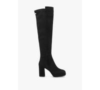 RUSSELL & BROMLEY Honey Black Suede Block Heeled Platform Over The Kne