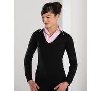 Russell Collection 710F Ladies' V-Neck Knitted Pullover Black - S 3XL