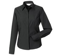 Russell Collection Black 4XL Long Sleeve Poly-Cotton Easy Care Fitted Poplin Shirt