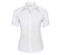 Russell Collection Ladies Non-Iron Micro Twill Shirt with Contemporary Design - White, Size S