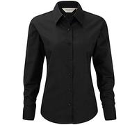 Russell Collection Ladies Oxford Shirt: Long Sleeve, Black, 5XL, Tailored Fit