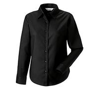 Russell Collection Ladies Oxford Shirt: Long Sleeve, Black, 5XL, Tailored Fit