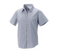 Russell Collection Ladies' Short Sleeve Easy Care Oxford Shirt[933F] Silver Grey