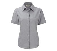 Russell Collection Ladies Short Sleeve Easy Care Oxford Shirt Silver 4XL/22