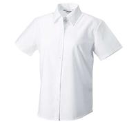 RUSSELL COLLECTION LADIES SHORT SLEEVE OXFORD SHIRT (SIZE 8-26) (6XL - SIZE 26, WHITE)