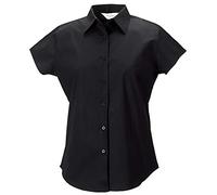 Russell Collection Ladies/Womens Cap Sleeve Easy Care Fitted Shirt (XS) (Black)