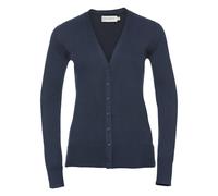 (S, French Navy) Russell Collection Ladies/Womens V-neck Knitted Cardigan