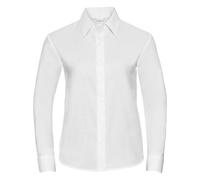 (2XL, White) Russell Collection Ladies/Womens Long Sleeve Easy Care Oxford Shirt