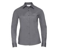 Russell Collection Ladies/Womens Long Sleeve Easy Care Oxford Shirt (4XL) (Silver)