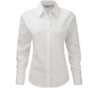 Russell Collection Ladies/Womens Long Sleeve Easy Care Oxford Shirt (M) (White)