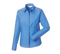 Russell Collection Ladies/Womens Long Sleeve Poly-Cotton Easy Care Fitted Poplin Shirt (M) (Corporate Blue)