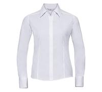 Russell Collection Ladies/Womens Long Sleeve Poly-Cotton Easy Care Fitted Poplin Shirt (S) (White)